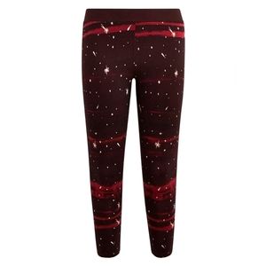 NWT 💫Torrid Full Length Ribbed Waist Premium Burgundy Galaxy Legging Size 1💫